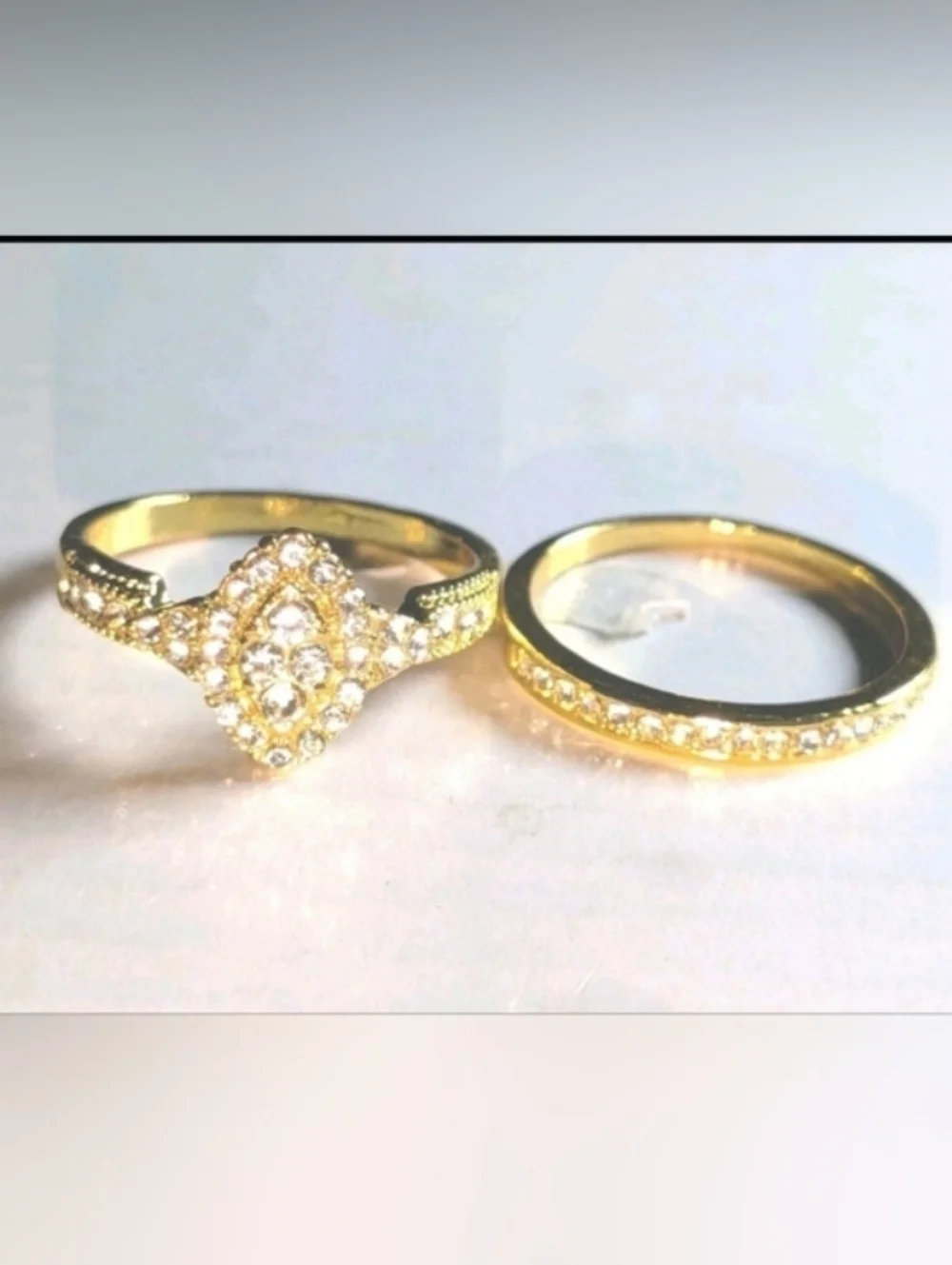 2ct Two Piece Lab Created Engagement Bridal Ring Set 14k Yellow Gold Plated Sz10